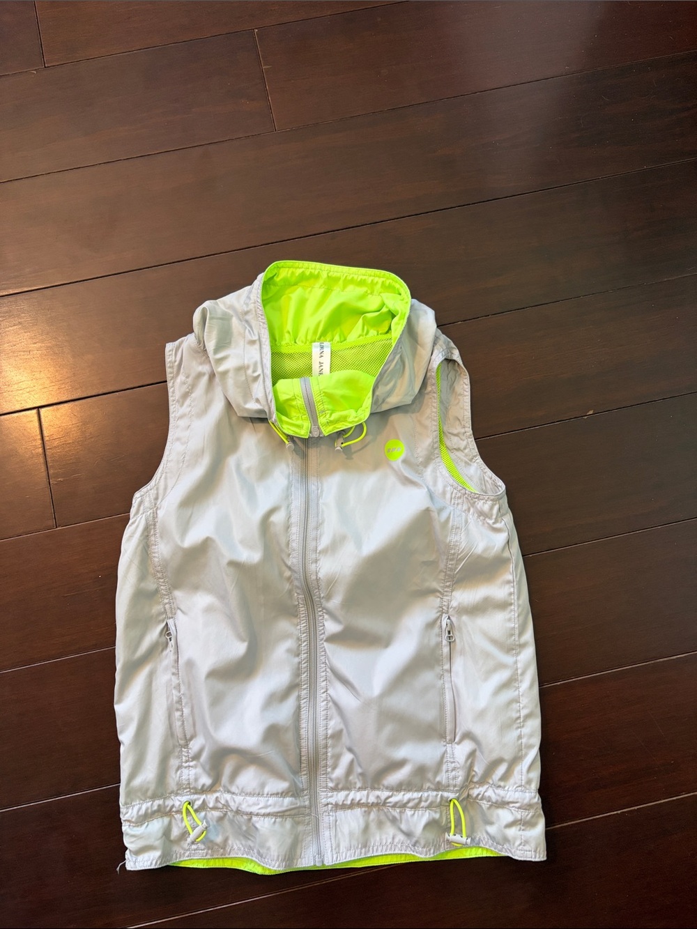 Silver & Neon Green Hooded Vest